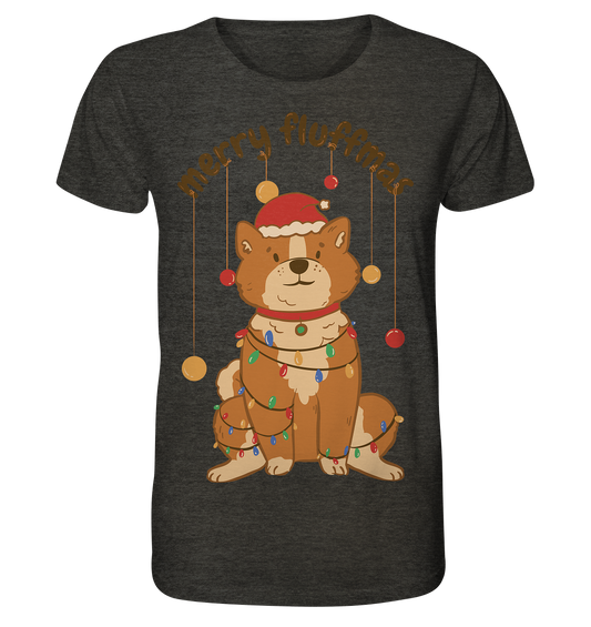 Weihnachtliches Motiv Fun Merry Fluffmas - Organic Shirt (meliert)