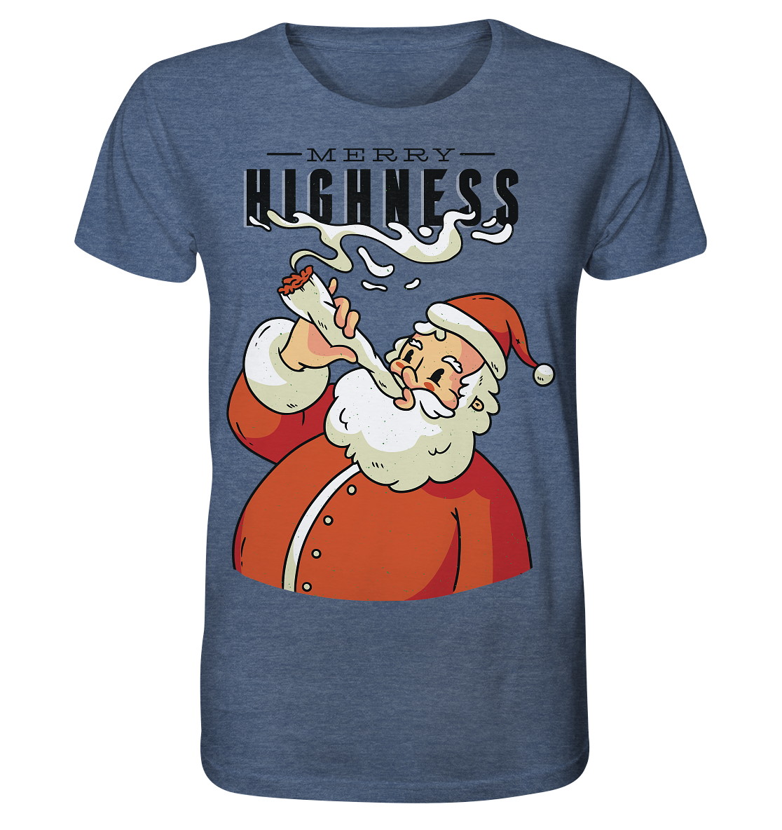 Weihnachten Kiffender Weihnachtsmann Nikolaus Merry Highness - Organic Shirt (meliert)