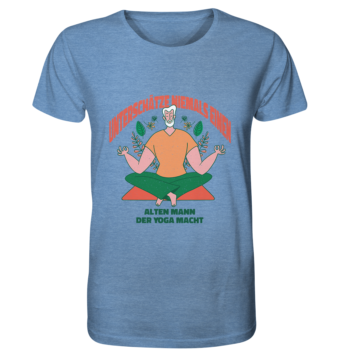 Unterschätze niemals einen alten Mann Yoga - Organic Shirt (meliert) - Online Kaufhaus München