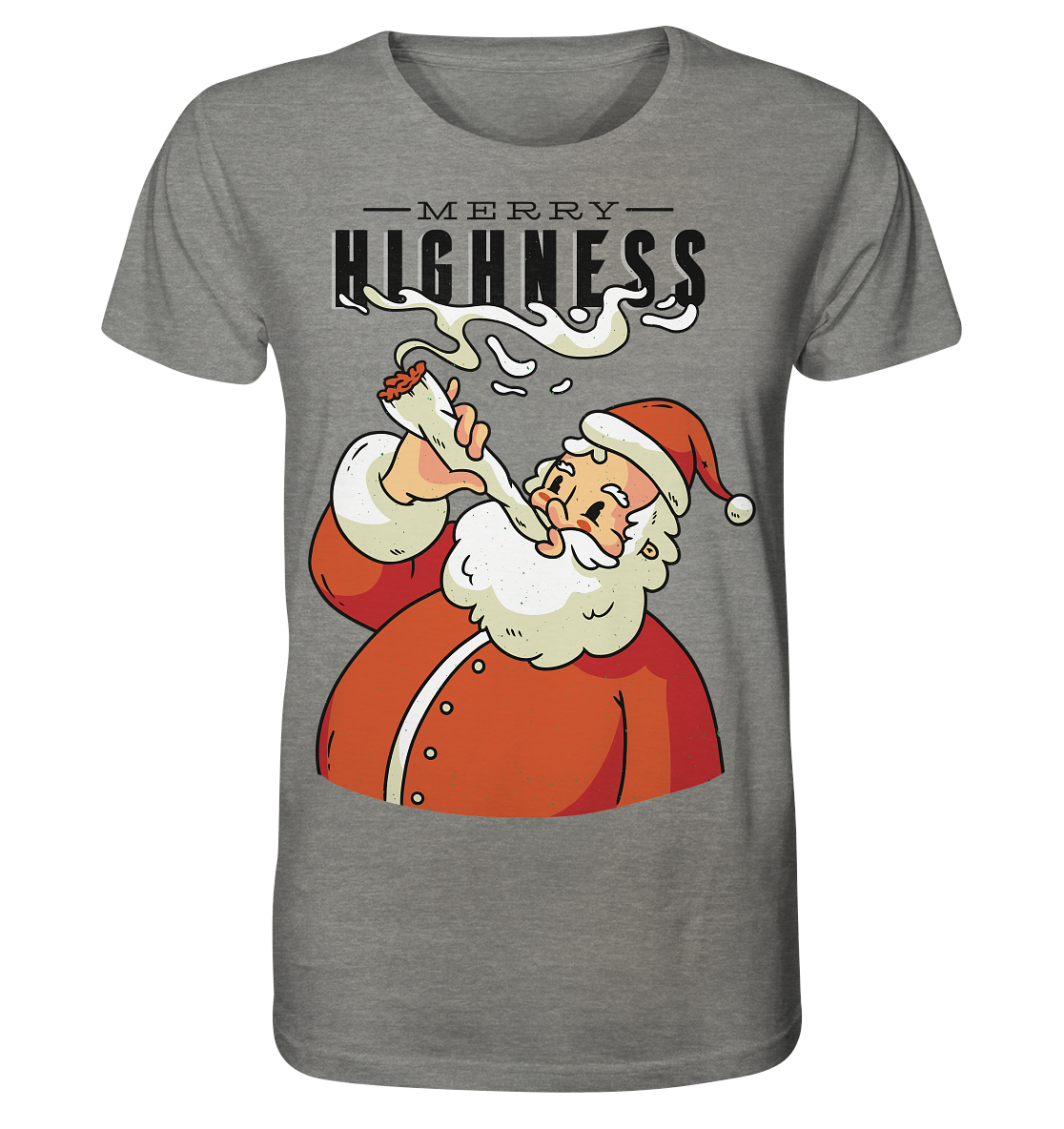 Weihnachten Kiffender Weihnachtsmann Nikolaus Merry Highness - Organic Shirt (meliert)