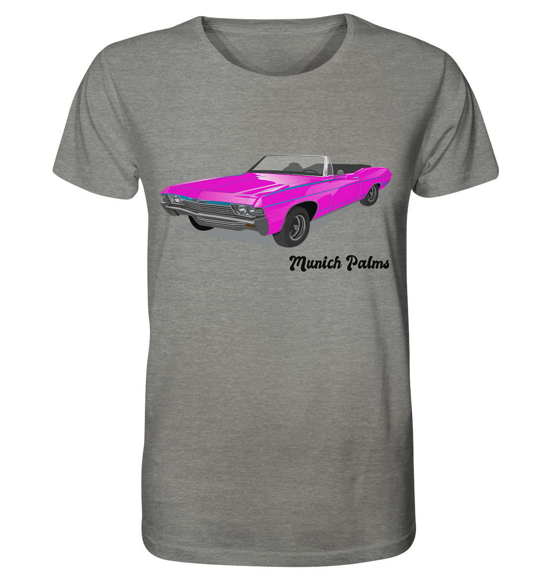 Pink Retro Classic Car Oldtimer, Car, Convertible by Munich Palms - Organic Shirt (mottled)