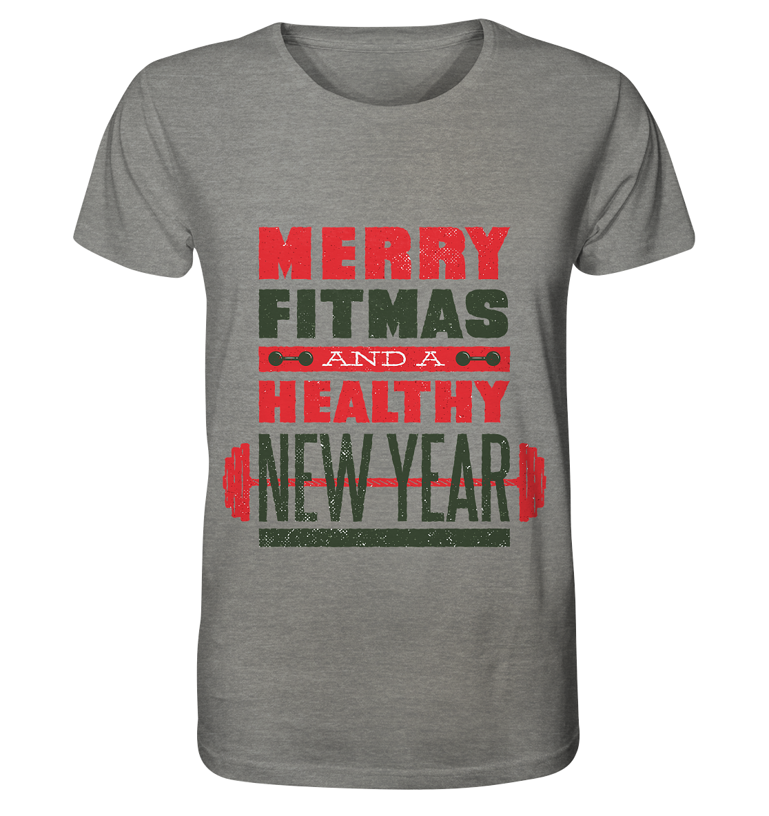 Weihnachtliches Design, Gym, Merry Fitmas and a Healthy New Year - Organic Shirt (meliert)