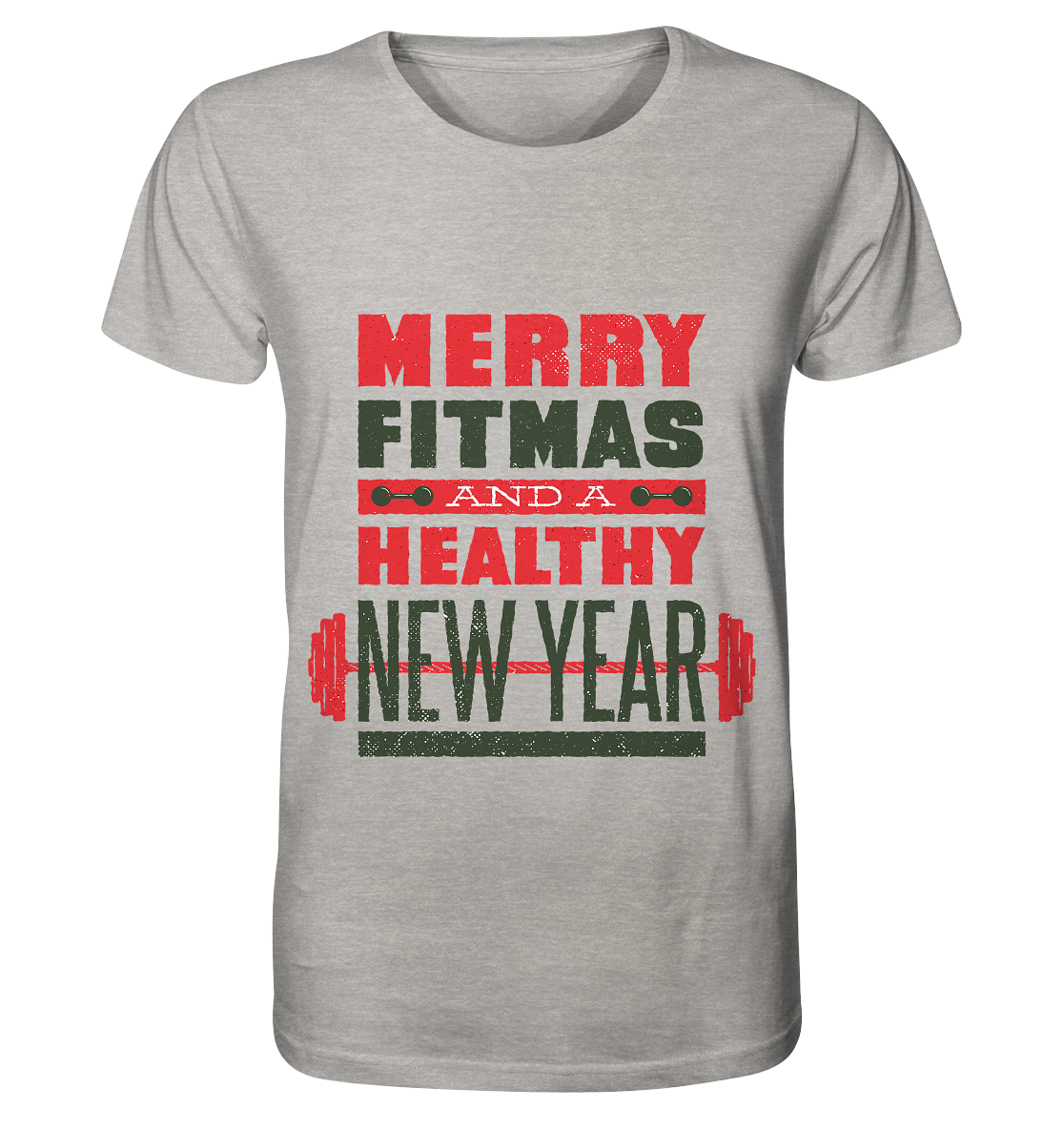 Weihnachtliches Design, Gym, Merry Fitmas and a Healthy New Year - Organic Shirt (meliert)