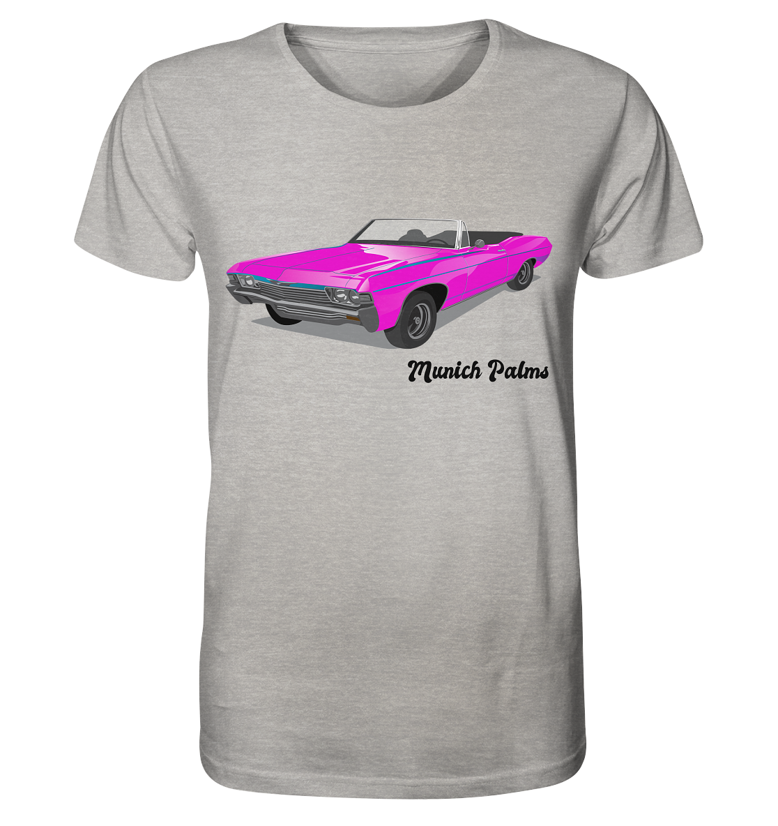 Pink Retro Classic Car Oldtimer, Car, Convertible by Munich Palms - Organic Shirt (mottled)