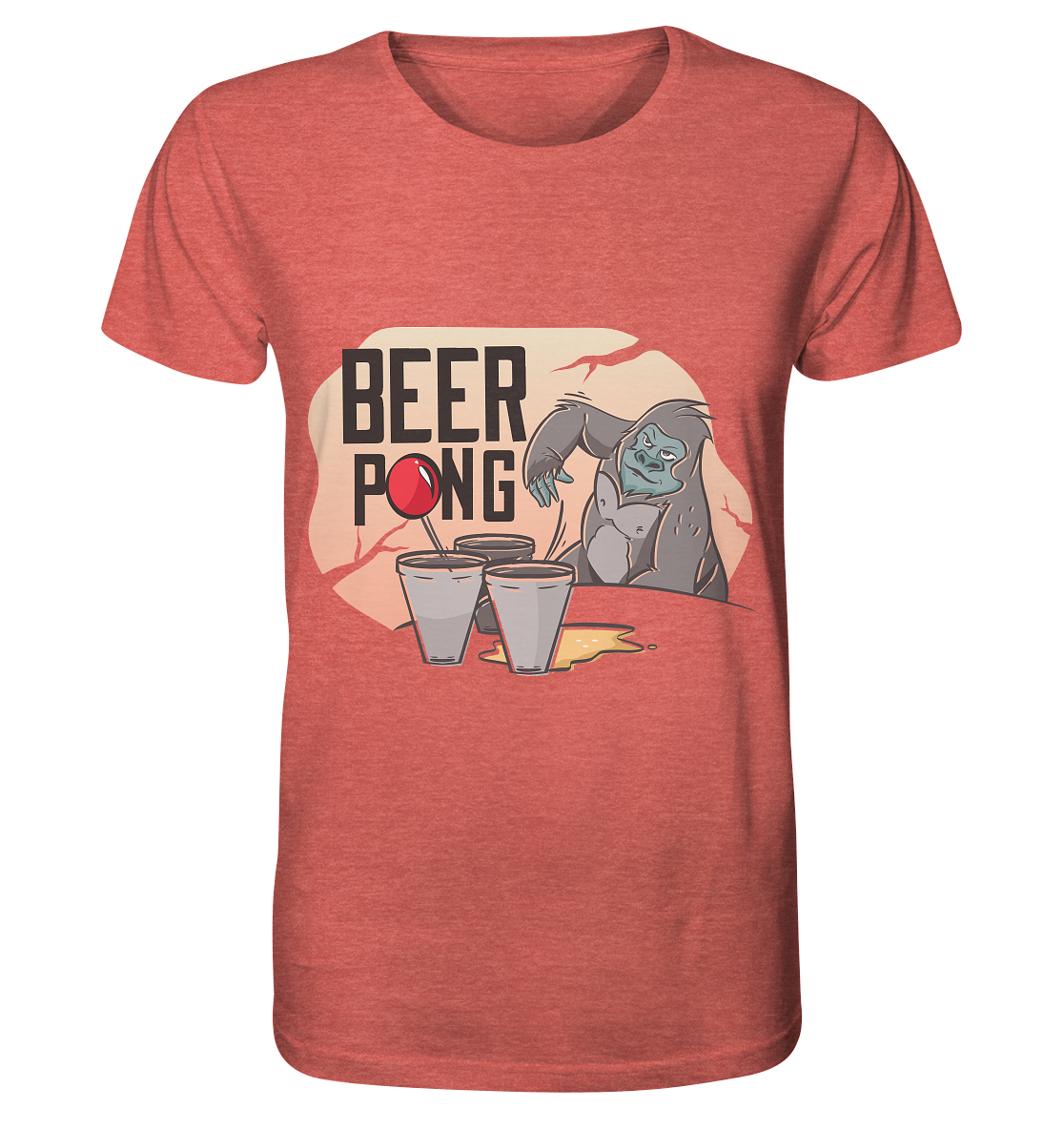 Bier - Beer Pong Gorilla  - Organic Shirt (meliert)