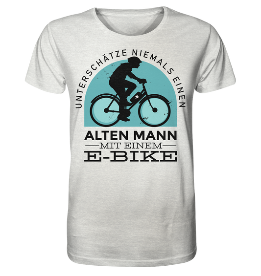 Old man with an e-bike - Organic Shirt (mottled)