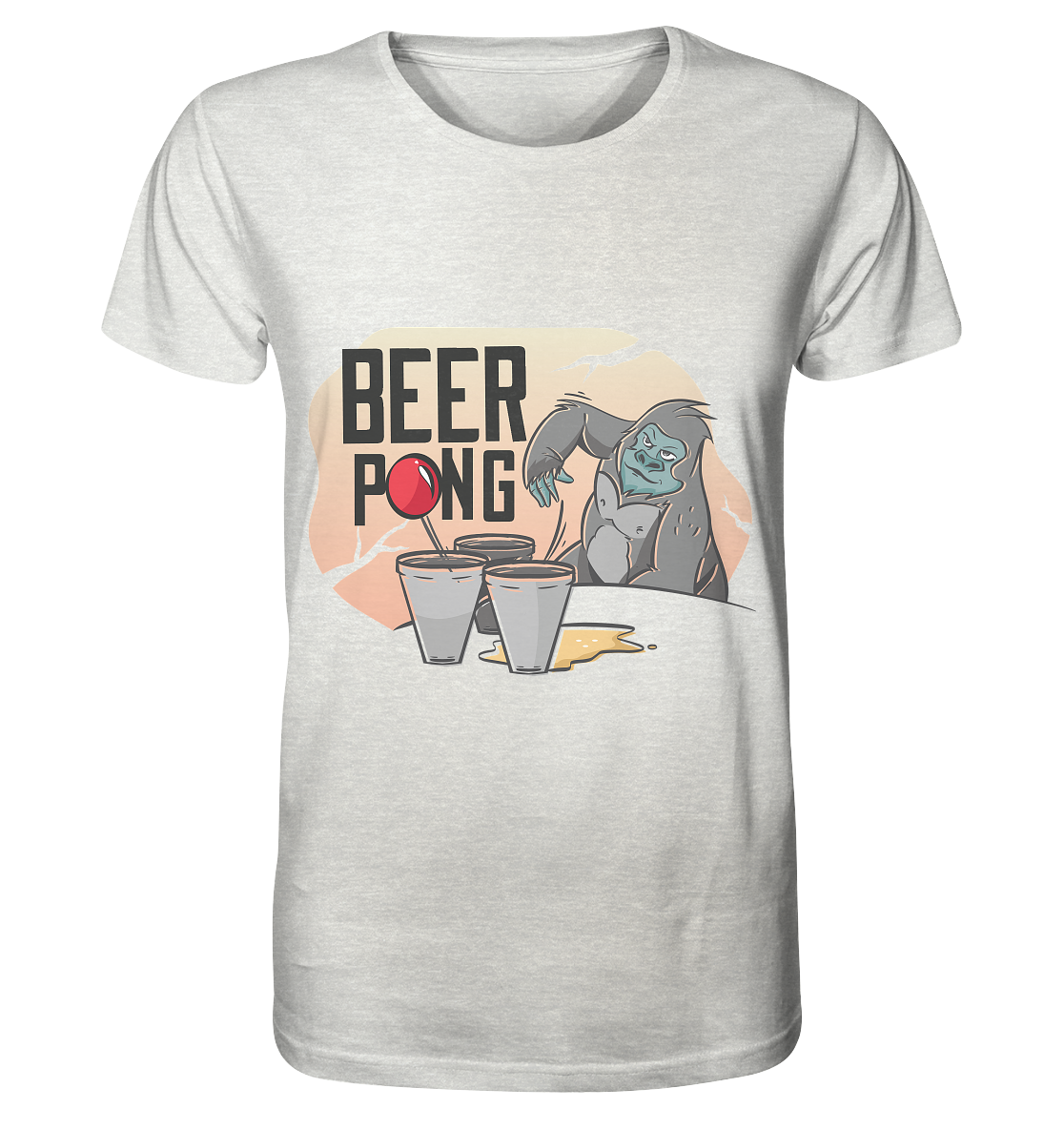 Beer - Beer Pong Gorilla - Organic Shirt (mottled)