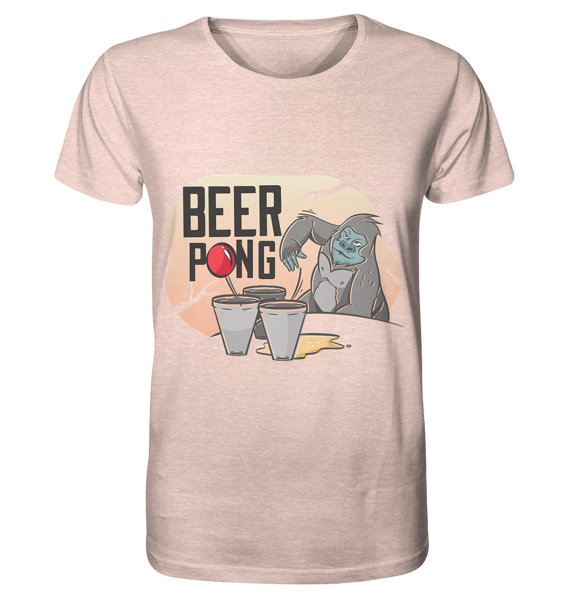 Bier - Beer Pong Gorilla  - Organic Shirt (meliert)