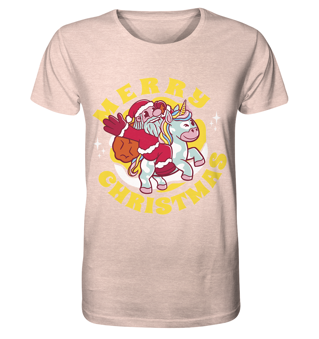 Nikolaus auf Einhorn reitend , Santa Claus Unicorn ,Merry Christmas  - Organic Shirt (meliert)