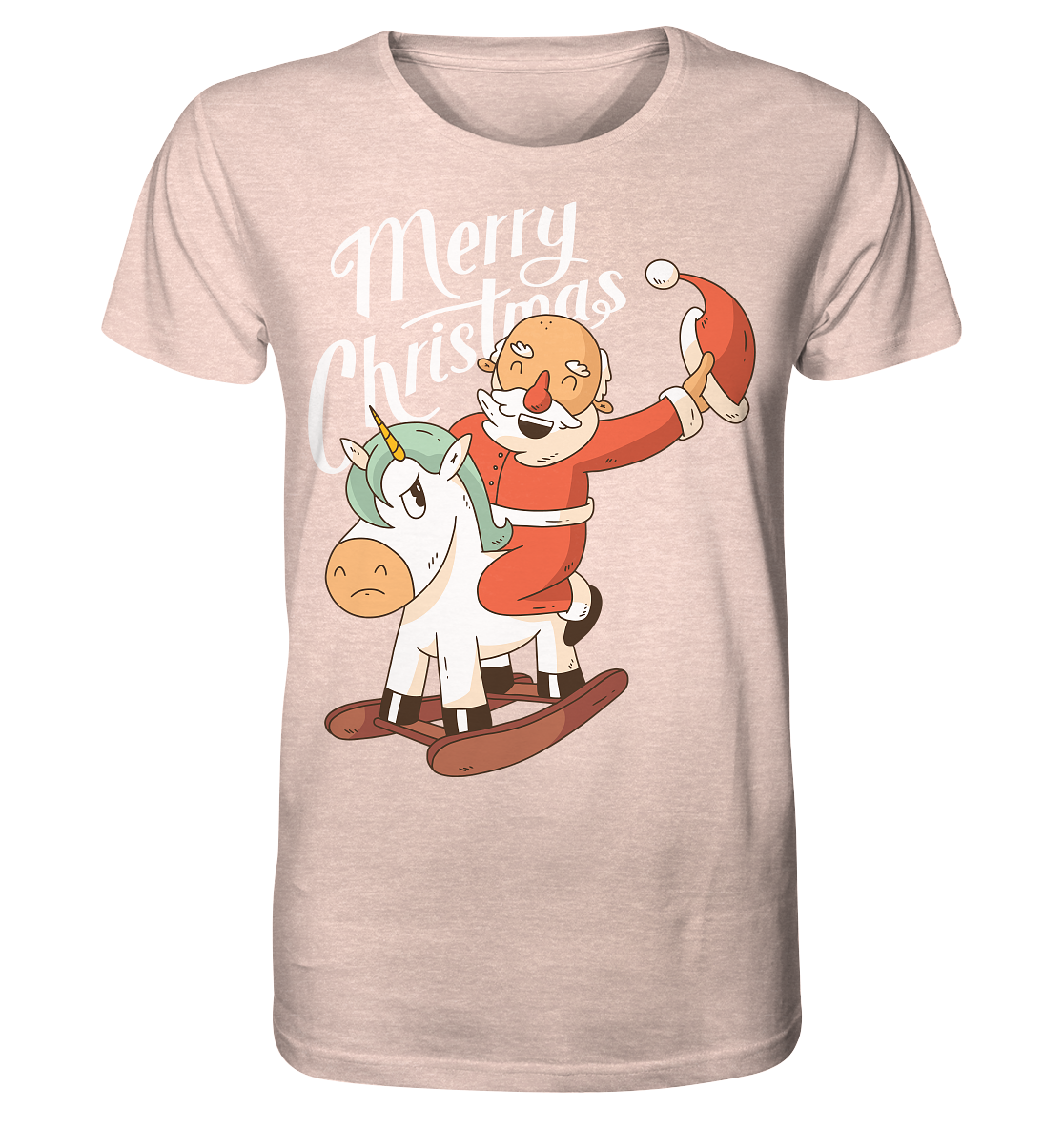 Weihnachten Nikolaus am Schaukelpferd Merry Christmas  - Organic Shirt (meliert)