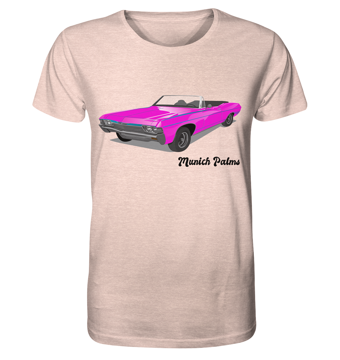 Pink Retro Classic Car Oldtimer, Car, Convertible by Munich Palms - Organic Shirt (mottled)