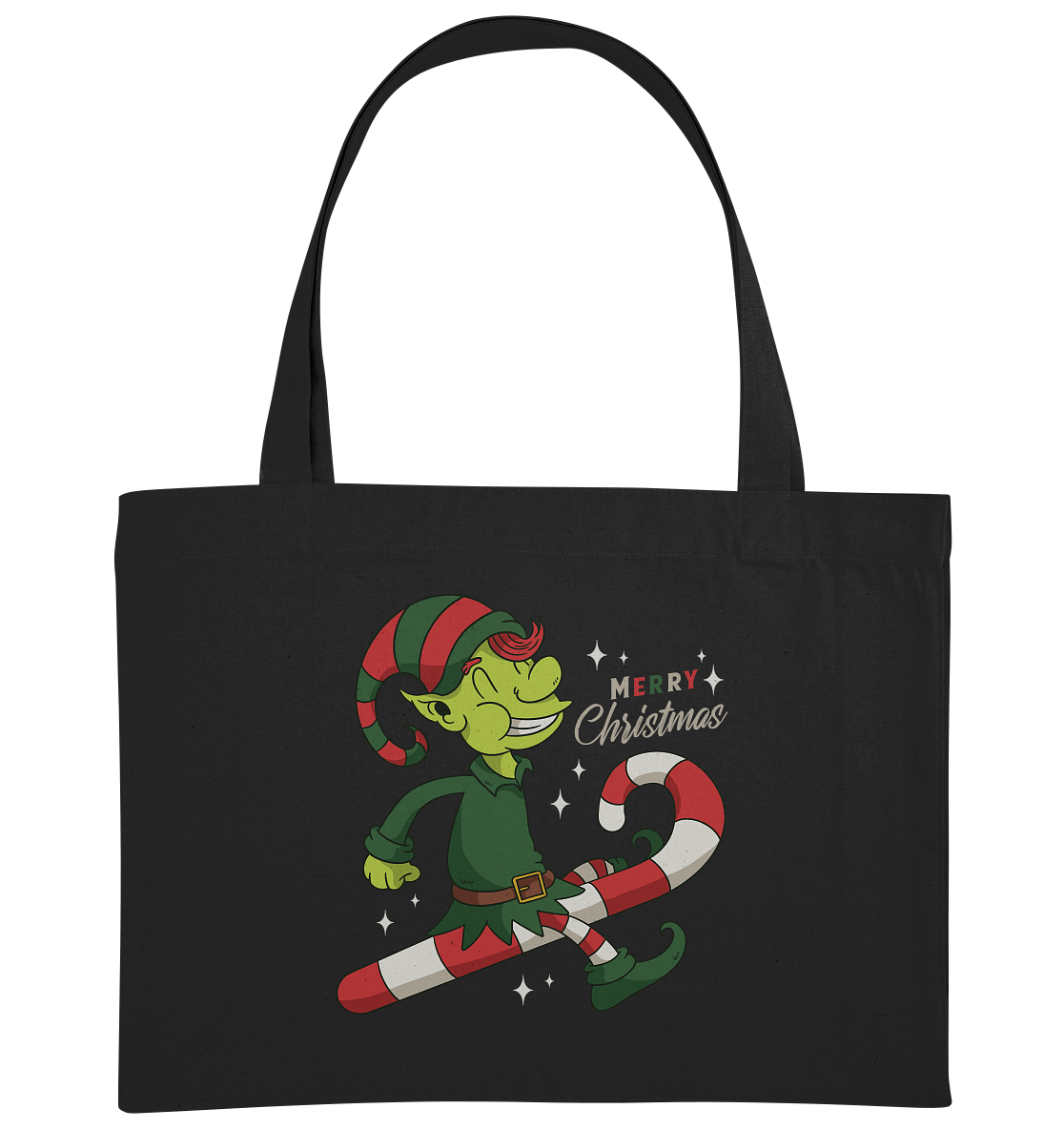 Weihnacht Design Netter Weihnachtself  mit Zuckerstange Merry Christmas - Organic Shopping-Bag