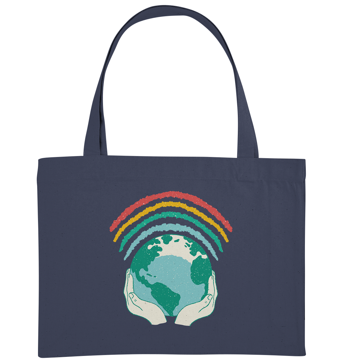 Regenbogen mit Weltkugel in Händen    - Organic Shopping-Bag