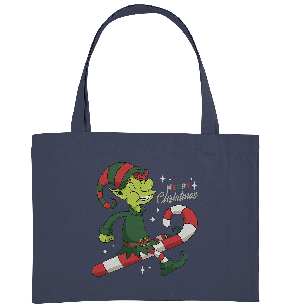 Weihnacht Design Netter Weihnachtself  mit Zuckerstange Merry Christmas - Organic Shopping-Bag