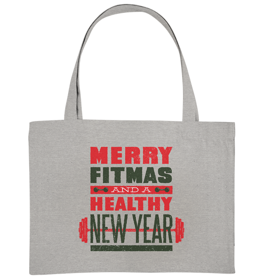Christmas Design, Gym, Merry Fitmas and a Healthy New Year - Organic Shopping Bag
