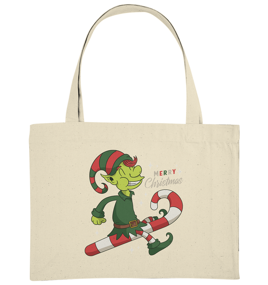 Christmas Design Cute Christmas Elf with Candy Cane Merry Christmas - Organic Shopping Bag