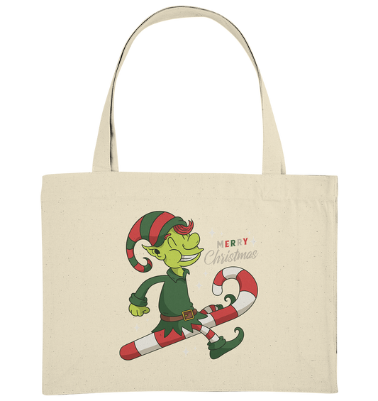 Weihnacht Design Netter Weihnachtself  mit Zuckerstange Merry Christmas - Organic Shopping-Bag