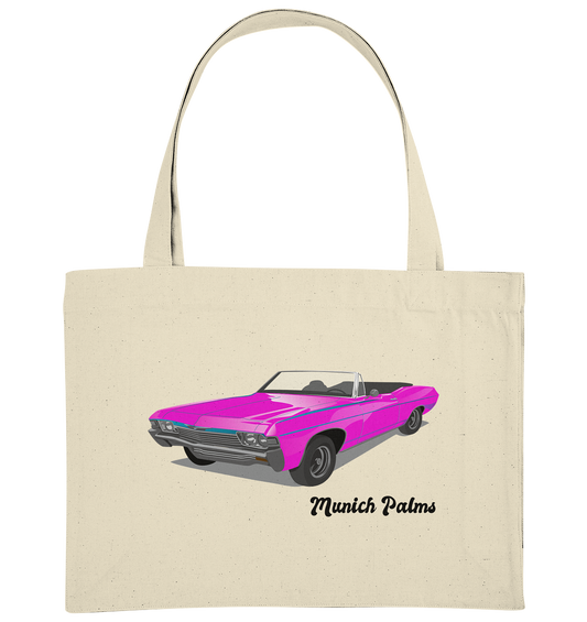 Pink Retro Classic Car Oldtimer, Car, Convertible by Munich Palms - Organic Shopping Bag