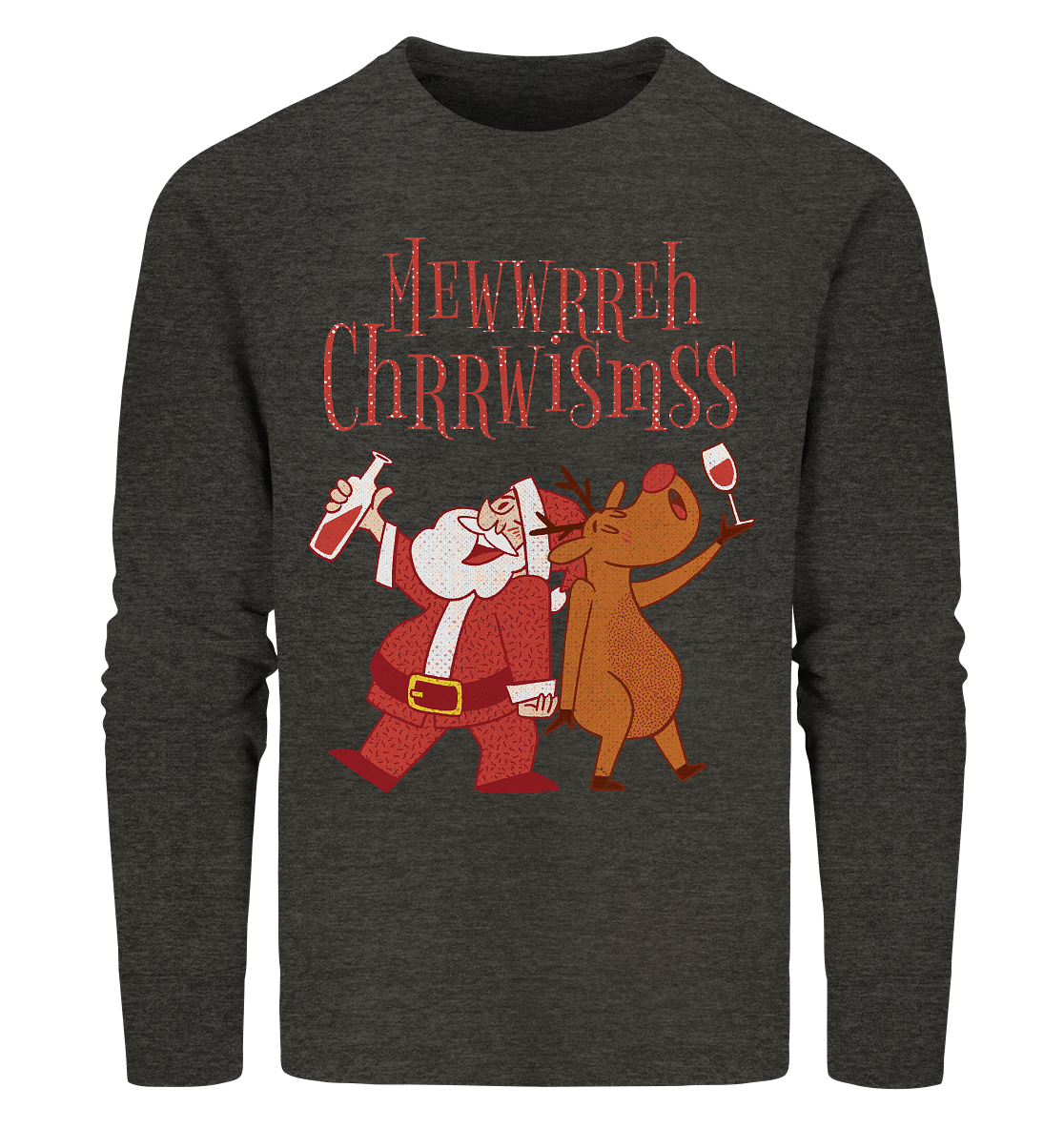 Drunk Santa Claus with Reindeer - Organic Sweatshirt