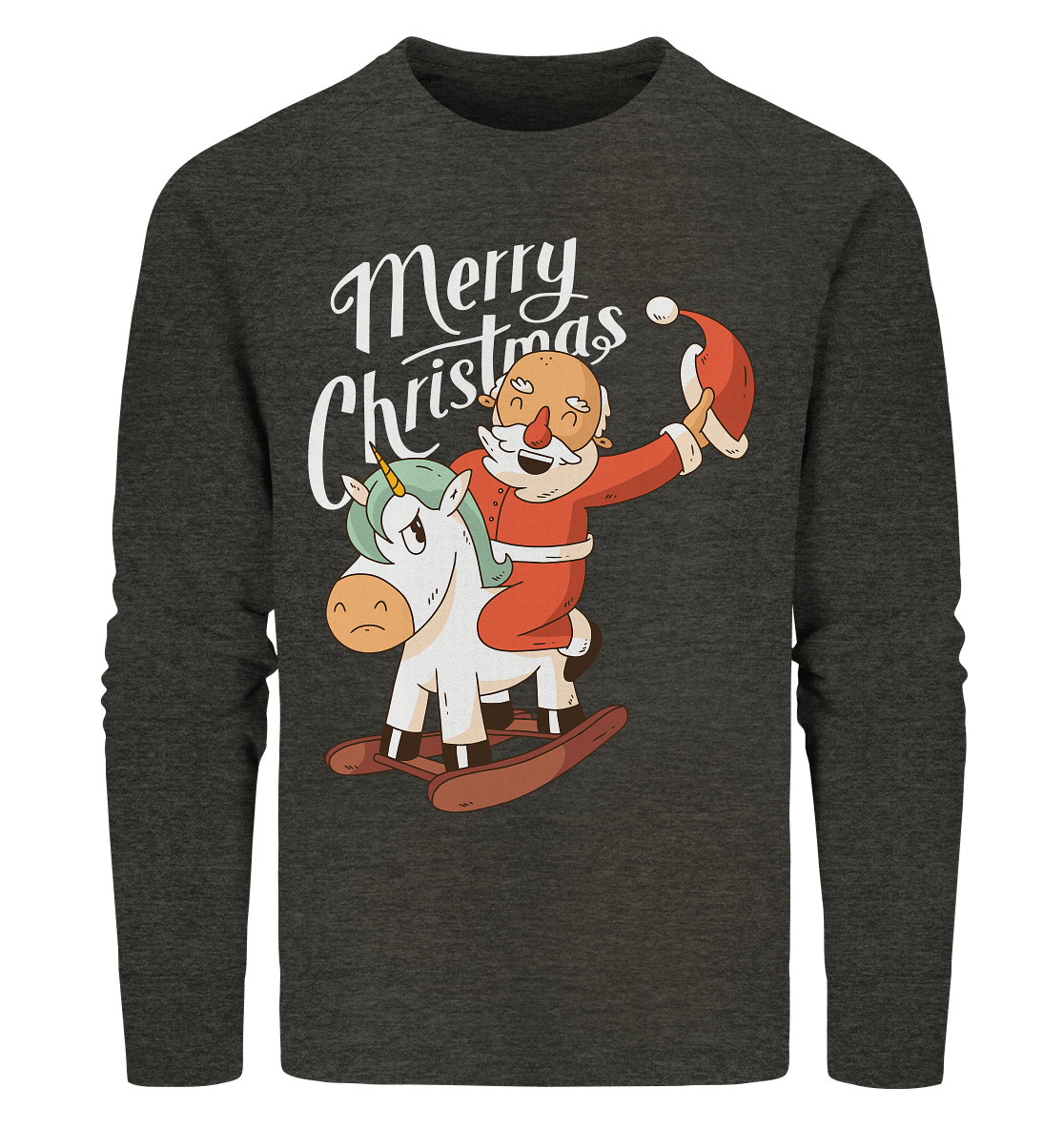 Noël Père Noël sur le cheval à bascule Joyeux Noël - Sweat-shirt bio