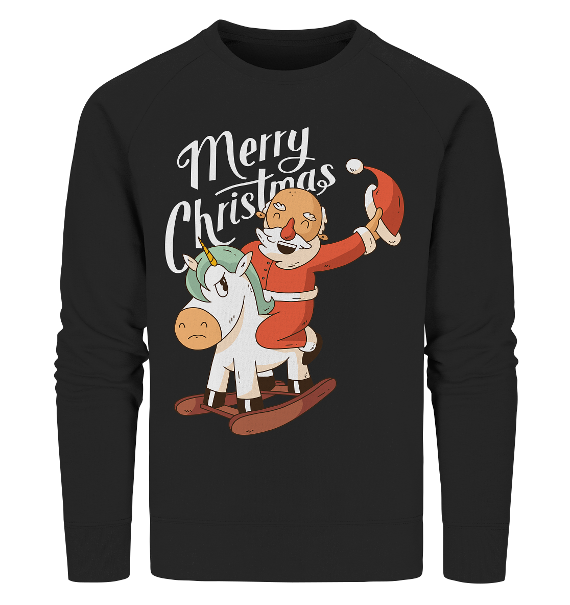 Weihnachten Nikolaus am Schaukelpferd Merry Christmas  - Organic Sweatshirt