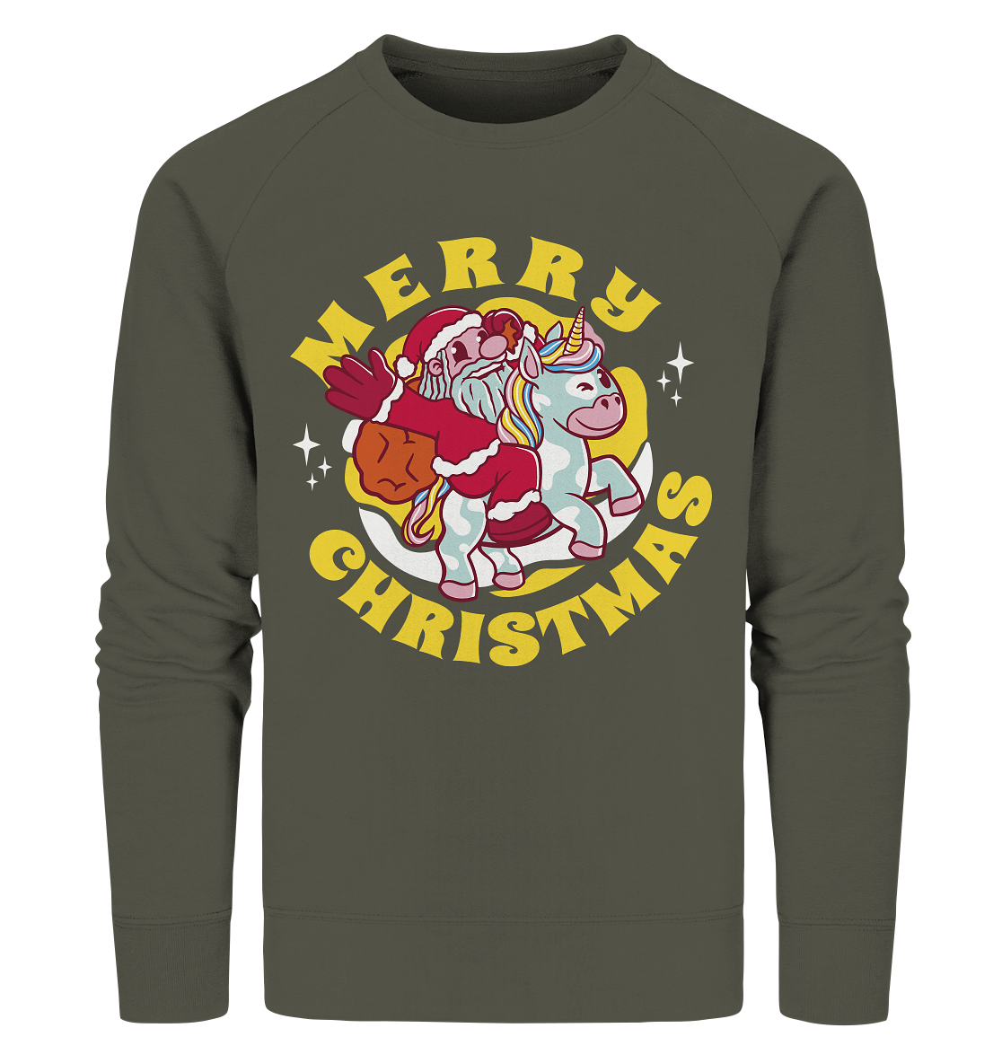 Nikolaus auf Einhorn reitend , Santa Claus Unicorn ,Merry Christmas  - Organic Sweatshirt