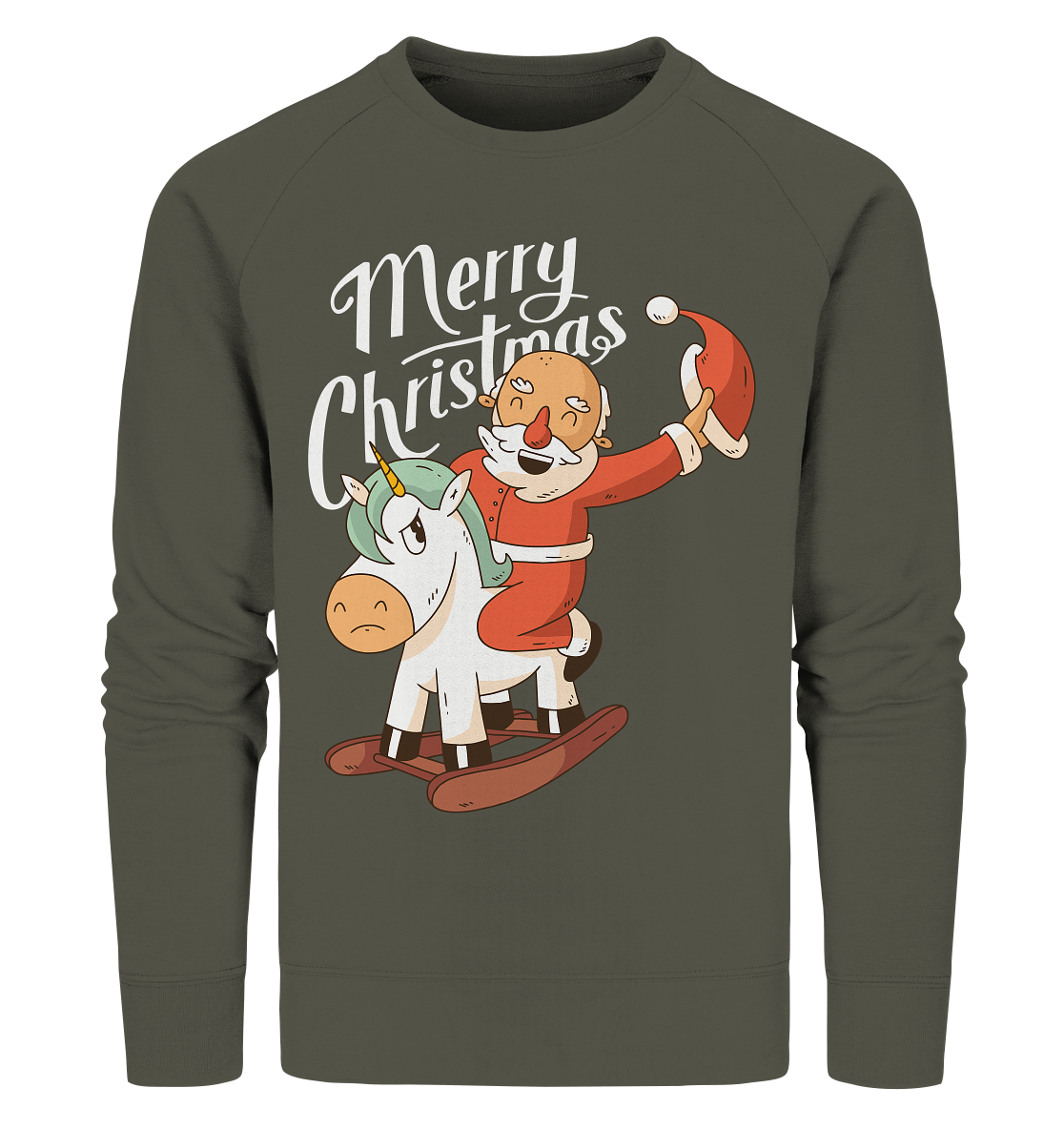 Weihnachten Nikolaus am Schaukelpferd Merry Christmas  - Organic Sweatshirt