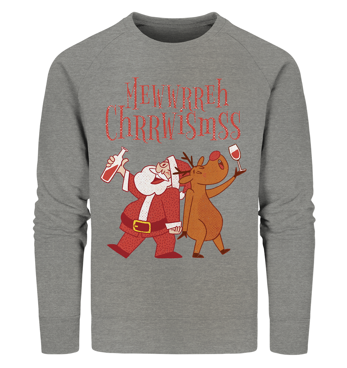 Betrunkerner Nikolaus mit Rentier - Organic Sweatshirt