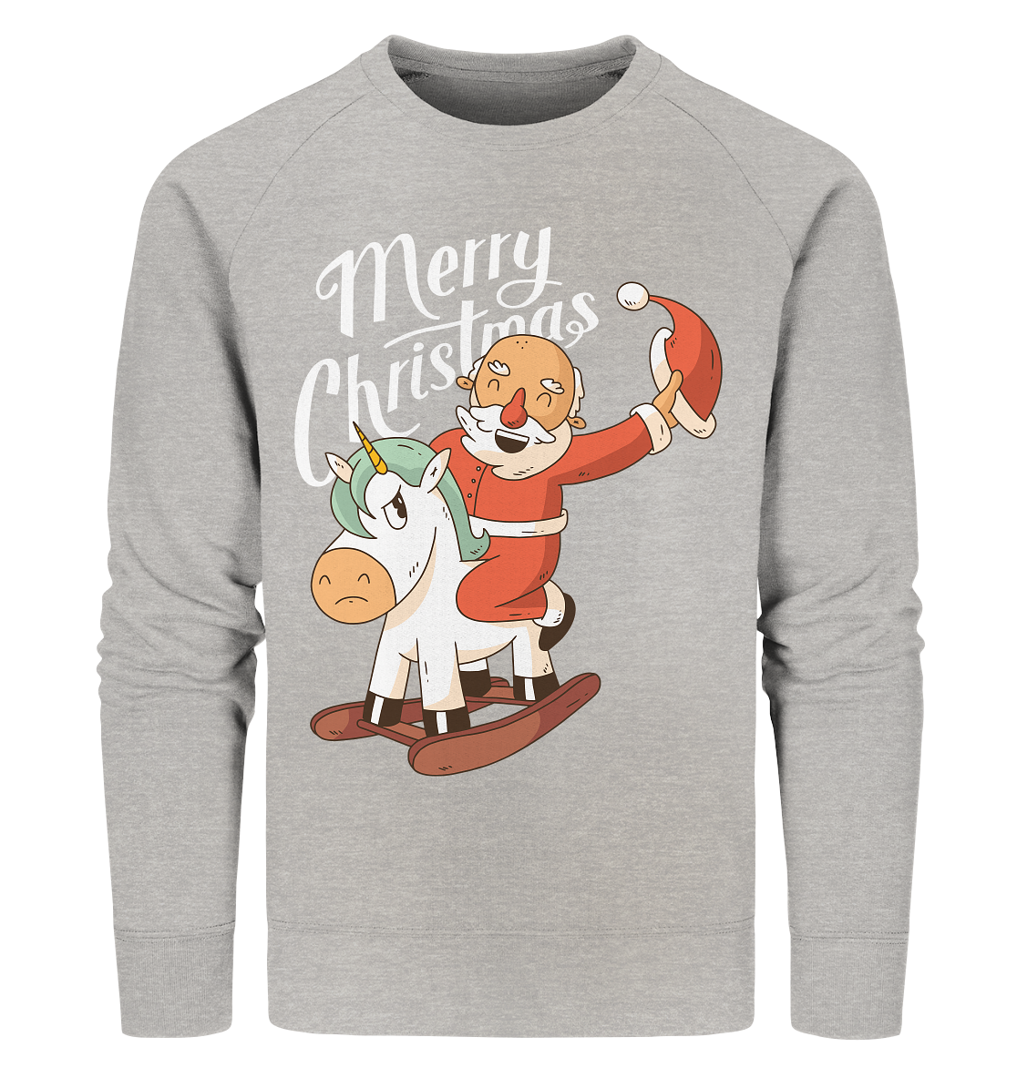 Christmas Santa Claus on the Rocking Horse Merry Christmas - Organic Sweatshirt