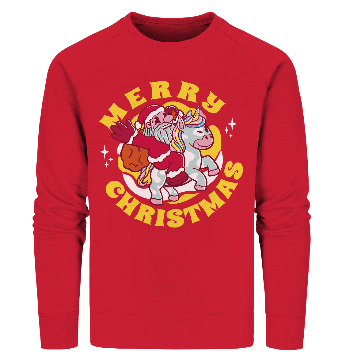 Nikolaus auf Einhorn reitend , Santa Claus Unicorn ,Merry Christmas  - Organic Sweatshirt