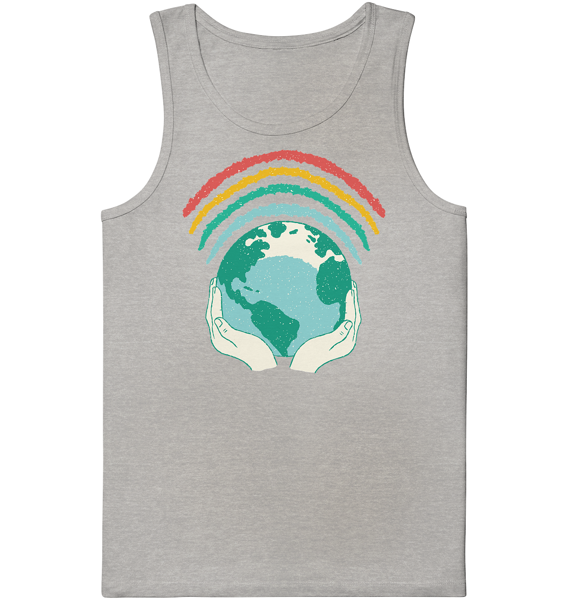 Rainbow with globe in hands - organic tank top