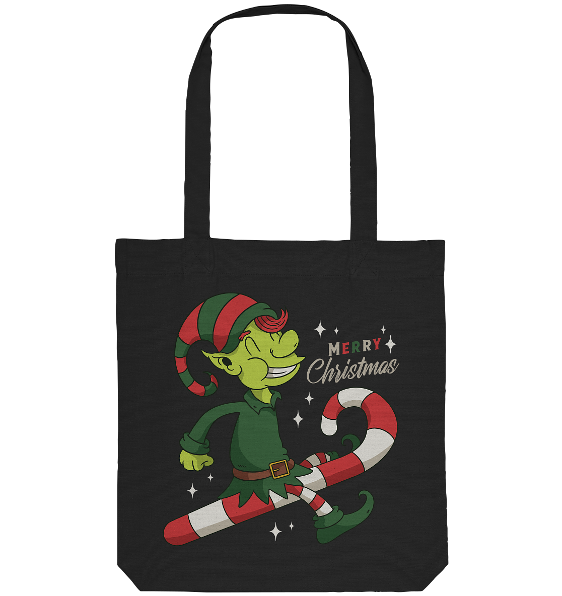 Weihnacht Design Netter Weihnachtself  mit Zuckerstange Merry Christmas - Organic Tote-Bag