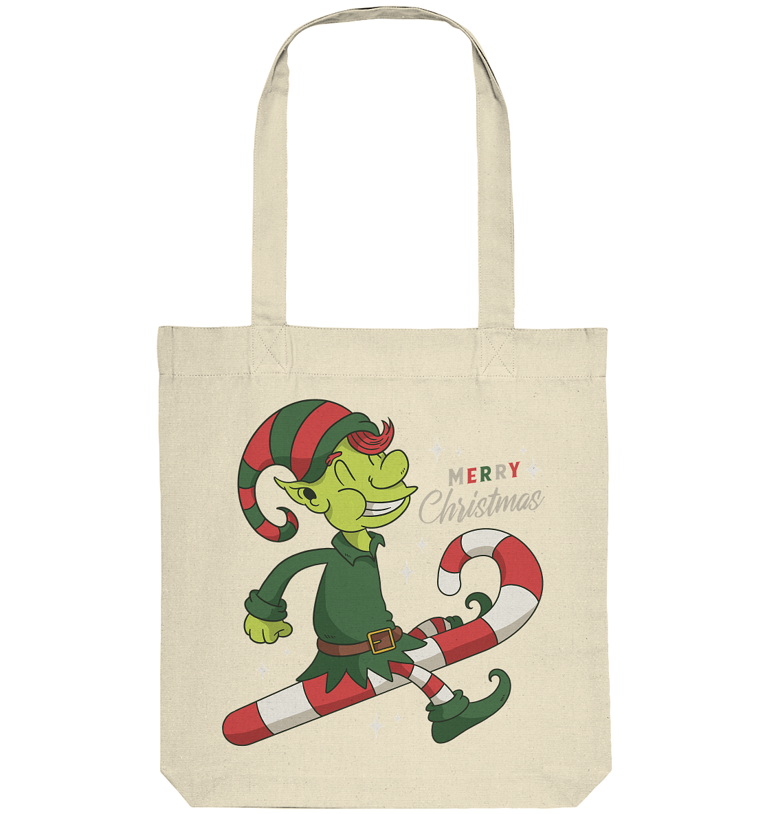 Weihnacht Design Netter Weihnachtself  mit Zuckerstange Merry Christmas - Organic Tote-Bag