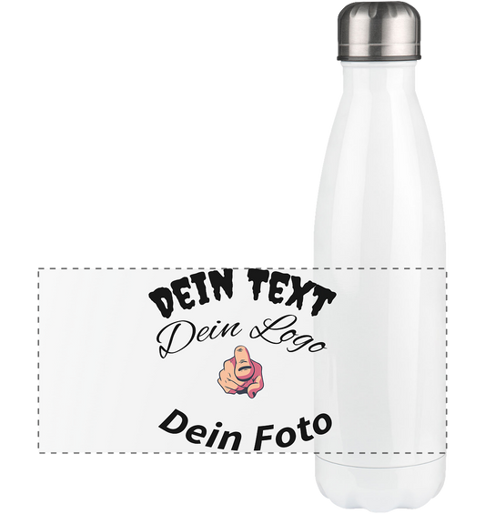 Dein Text ,Dein Logo,Dein Foto , Wunsch Design zum selbst gestalten - Panorama Thermoflasche 500ml