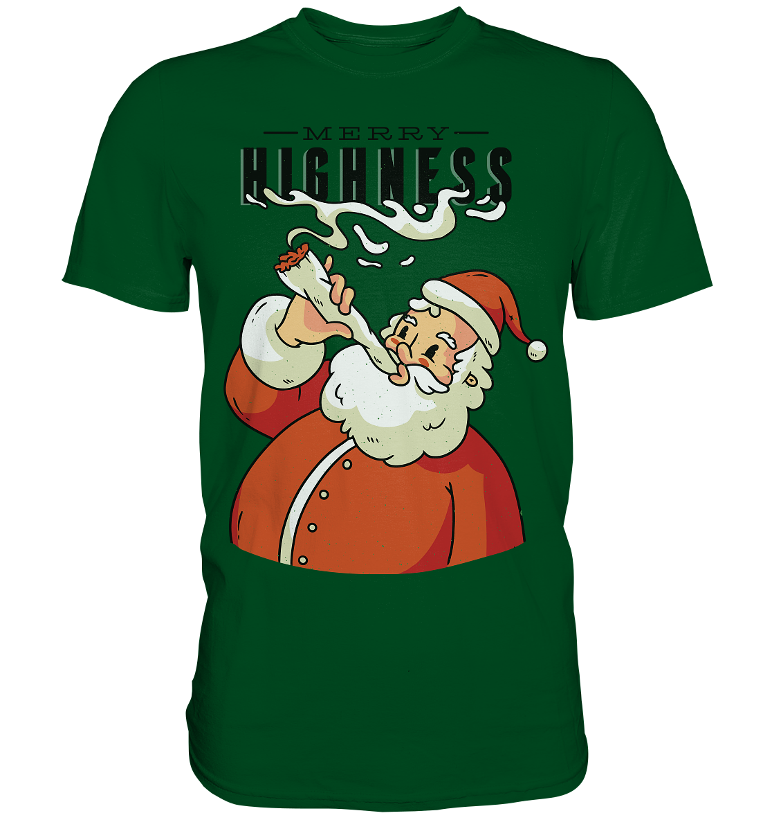 Weihnachten Kiffender Weihnachtsmann Nikolaus Merry Highness - Premium Shirt