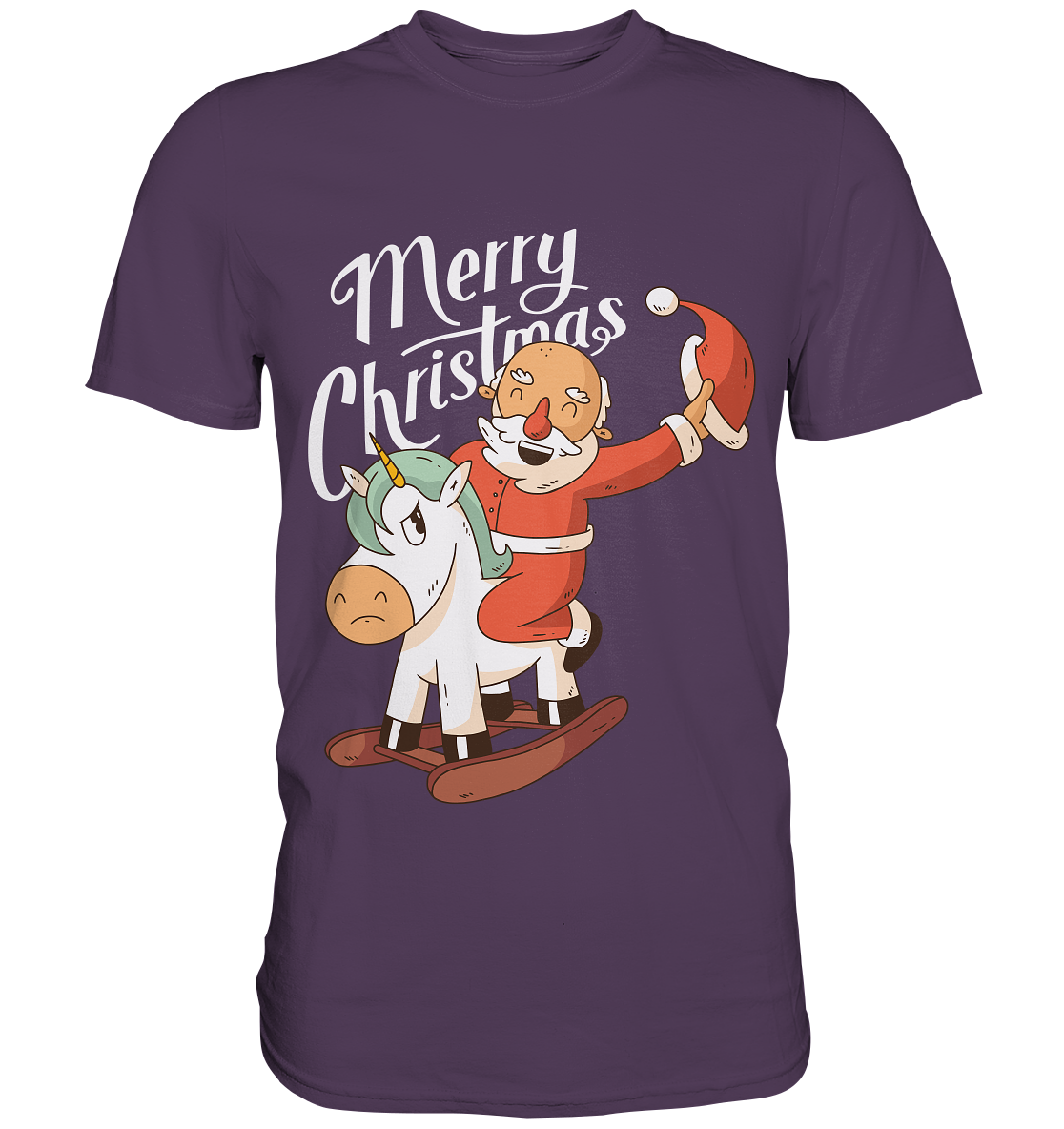 Weihnachten Nikolaus am Schaukelpferd Merry Christmas  - Premium Shirt