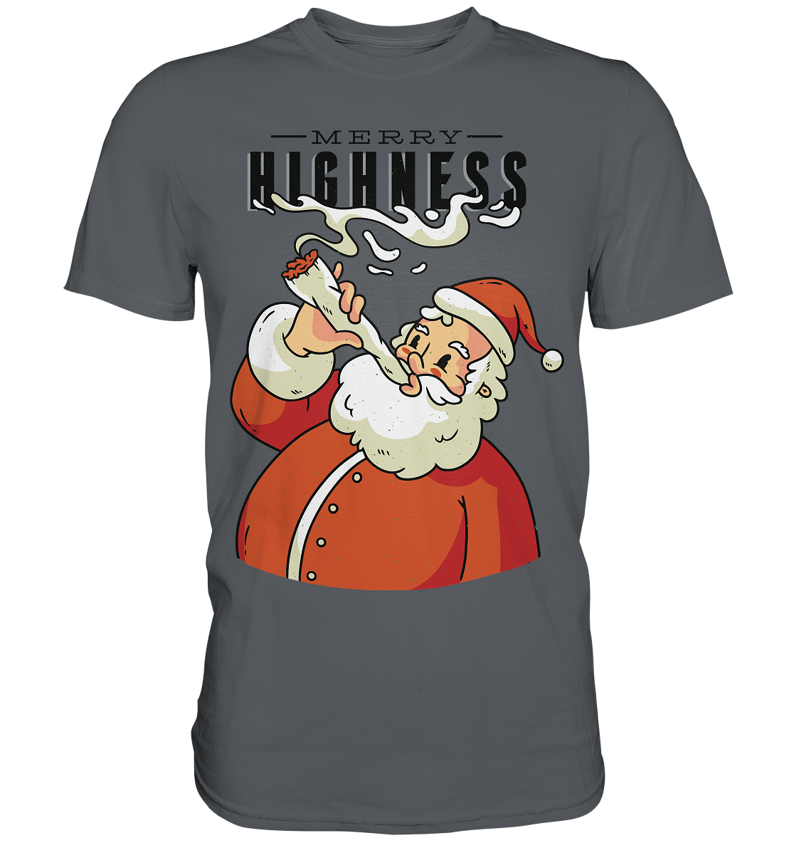 Weihnachten Kiffender Weihnachtsmann Nikolaus Merry Highness - Premium Shirt