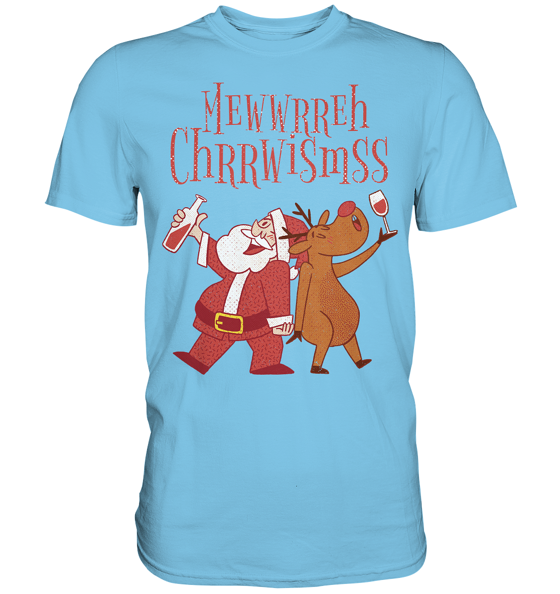 Betrunkerner Nikolaus mit Rentier - Premium Shirt