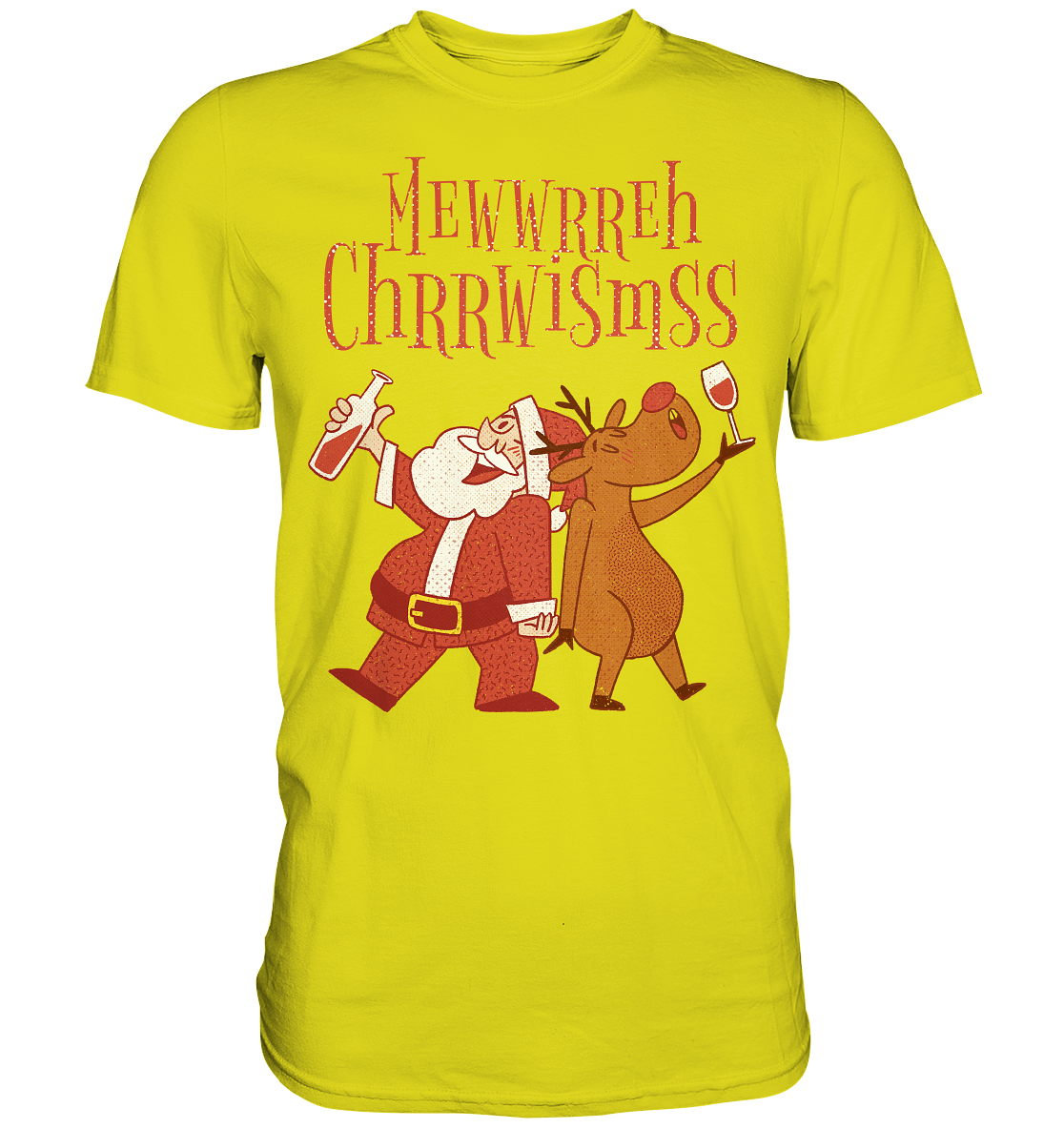 Betrunkerner Nikolaus mit Rentier - Premium Shirt