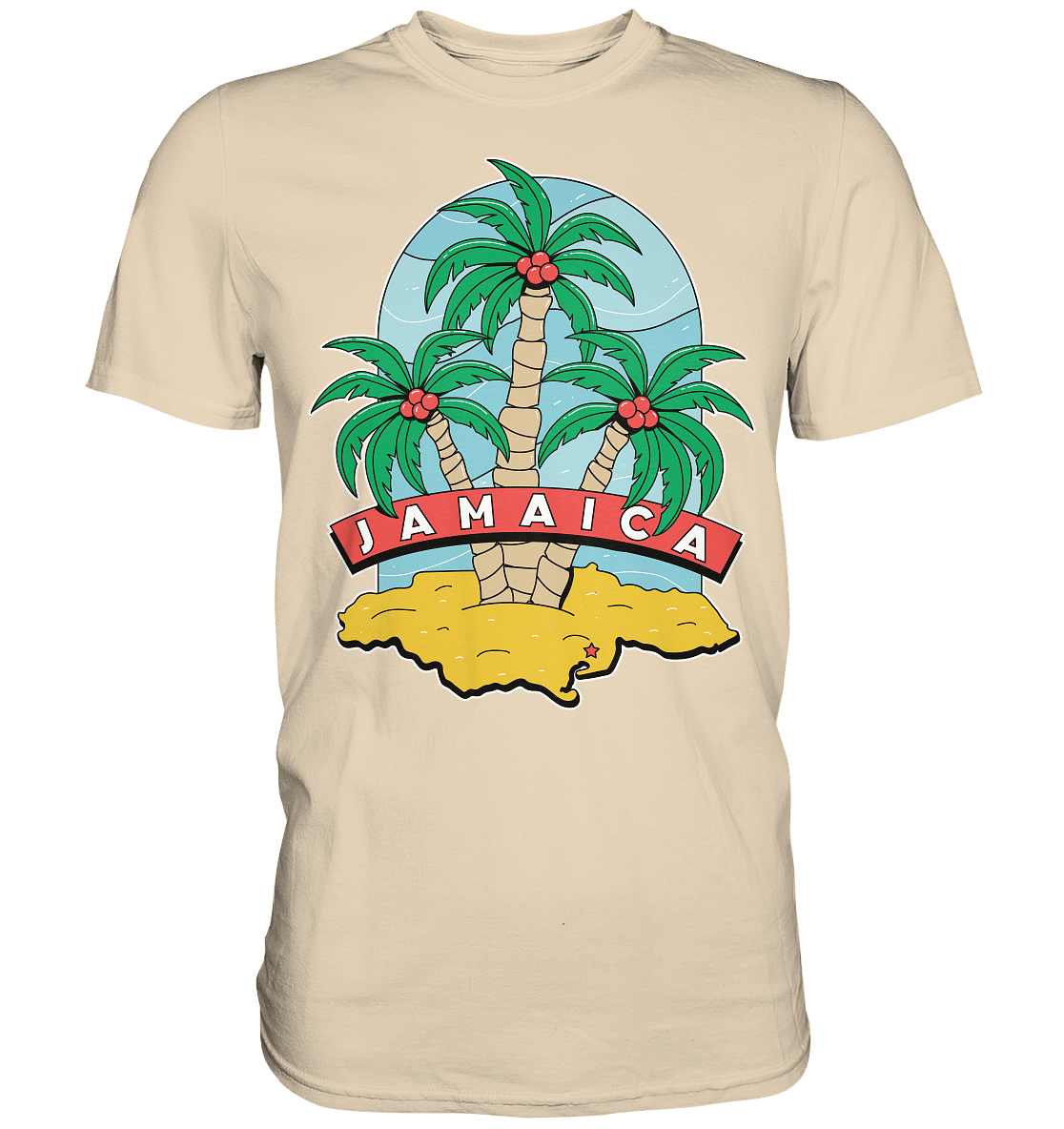 Jamaica Strand mit Palmen  - Premium Shirt
