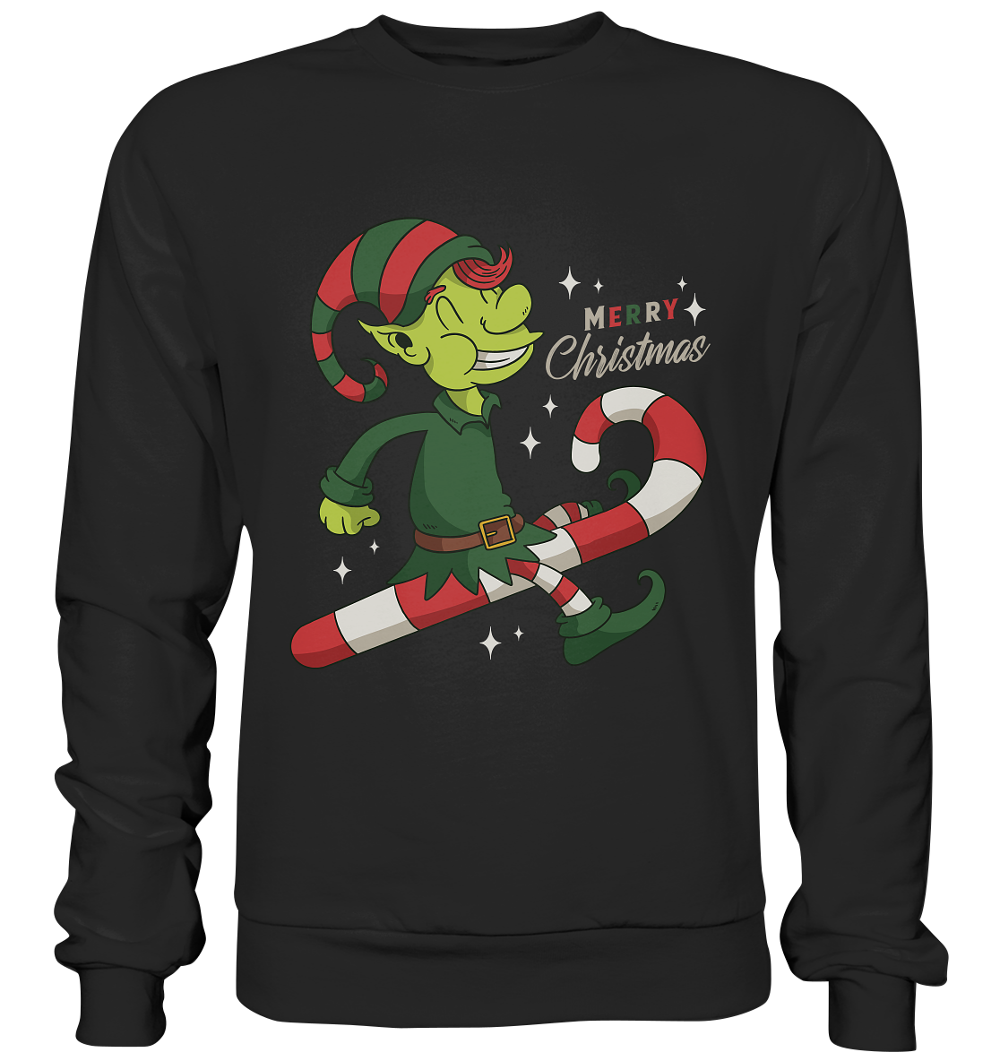 Weihnacht Design Netter Weihnachtself  mit Zuckerstange Merry Christmas - Premium Sweatshirt