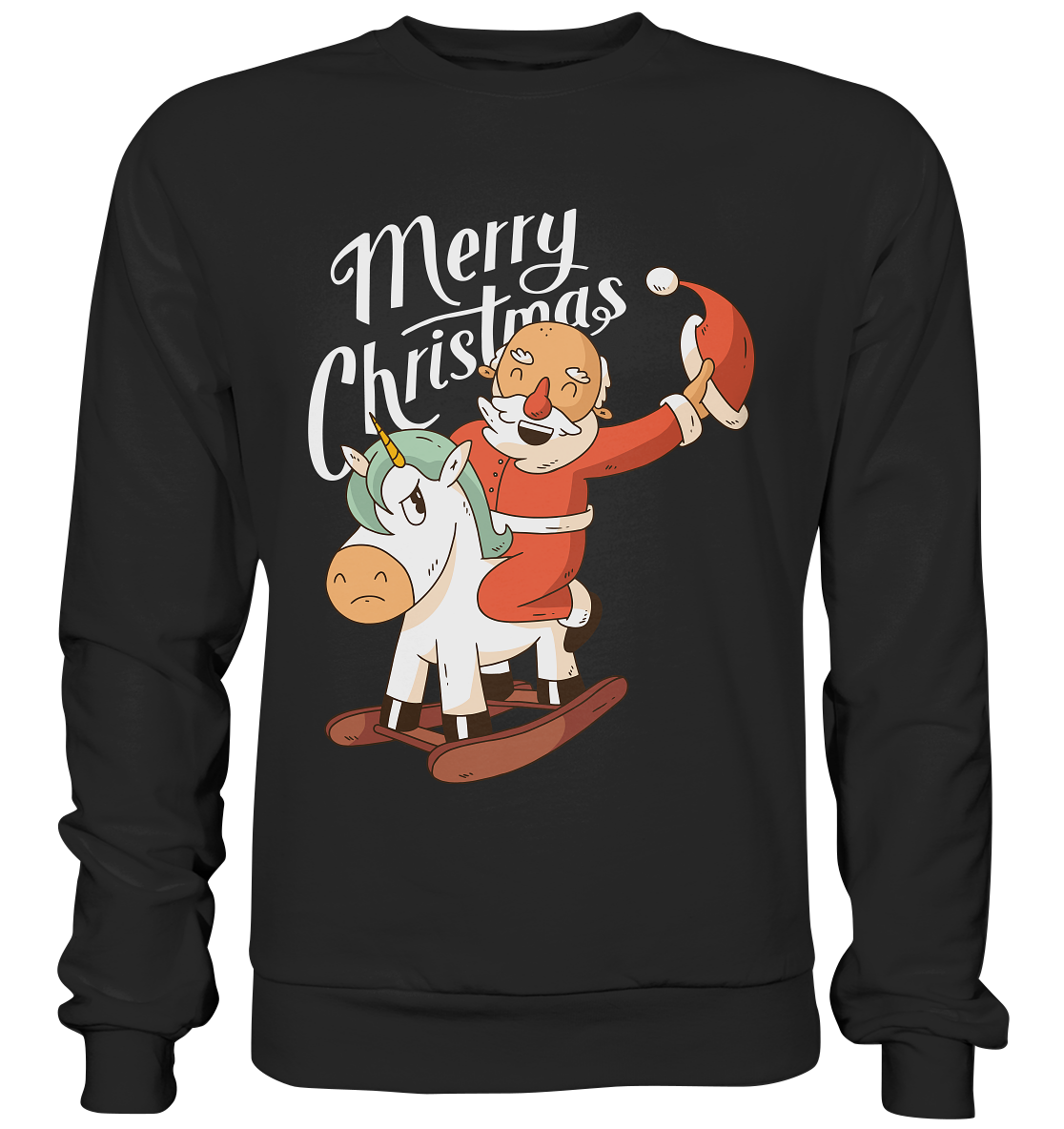 Christmas Santa Claus on the rocking horse Merry Christmas - Premium sweatshirt