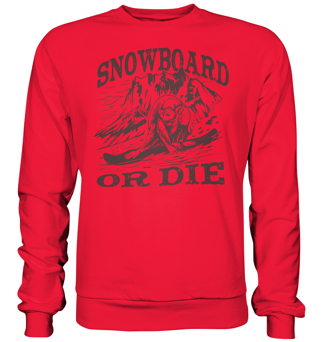 Snowboard or Die , monkey on a snowboard - premium sweatshirt
