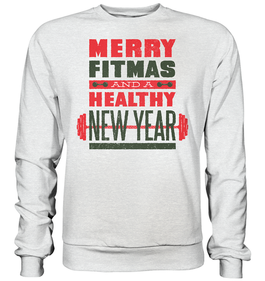 Christmas design, Gym, Merry Fitmas and a Healthy New Year - Premium Sweatshirt