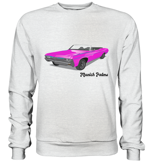 Pink Retro Classic Car Oldtimer, Car, Convertible by Munich Palms - Premium Sweatshirt