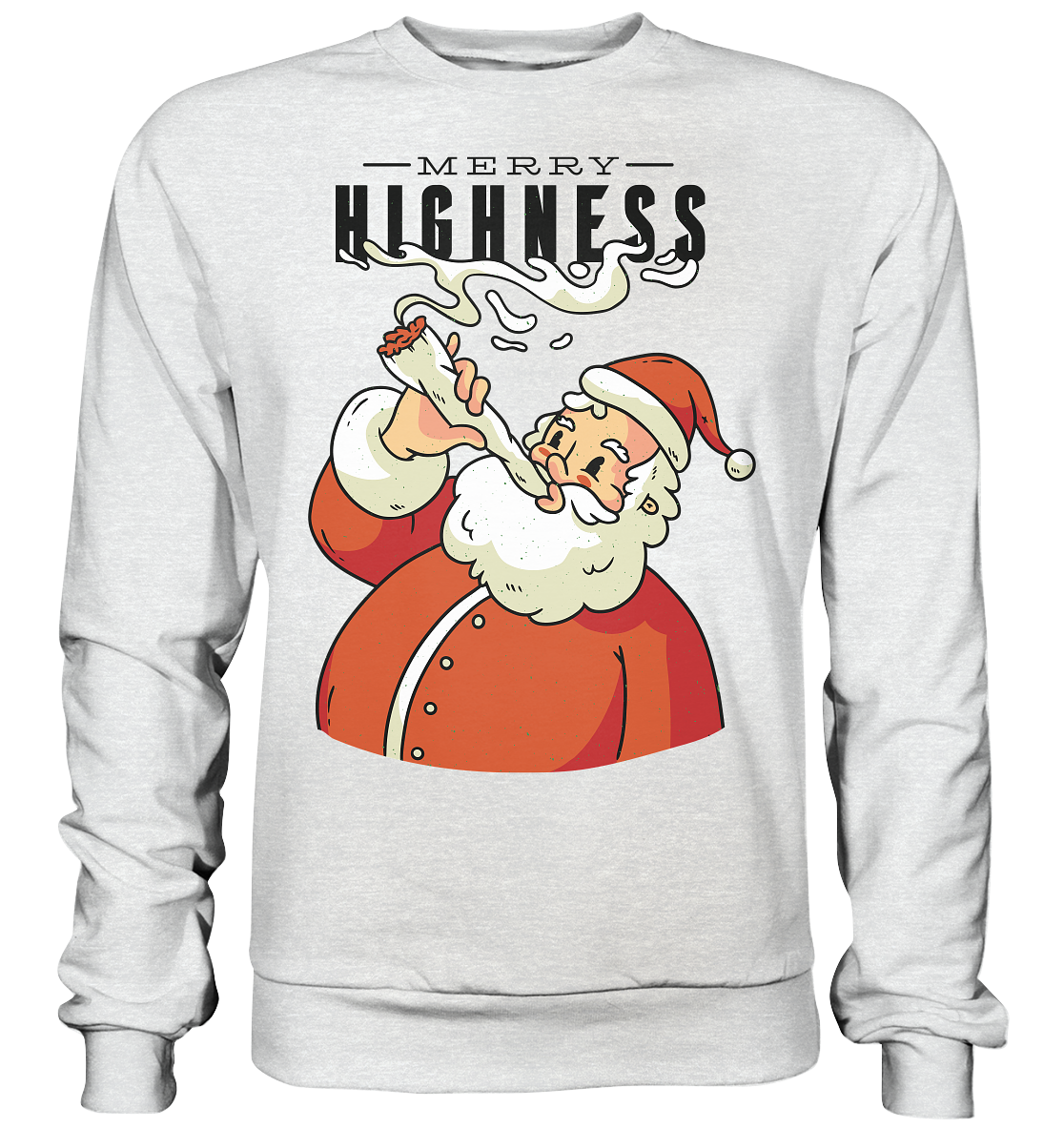 Christmas Weed Smoking Santa Claus Merry Highness - Premium Sweatshirt