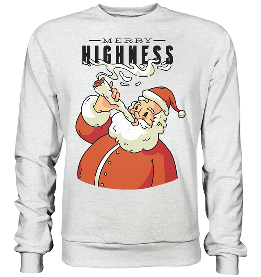 Christmas Weed Smoking Santa Claus Merry Highness - Premium Sweatshirt