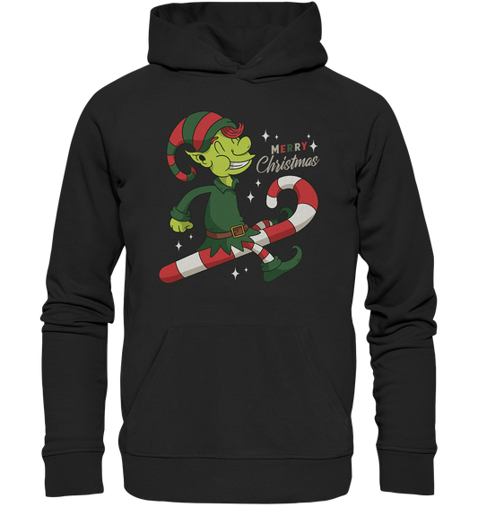 Christmas Design Cute Christmas Elf with Candy Cane Merry Christmas - Premium Unisex Hoodie