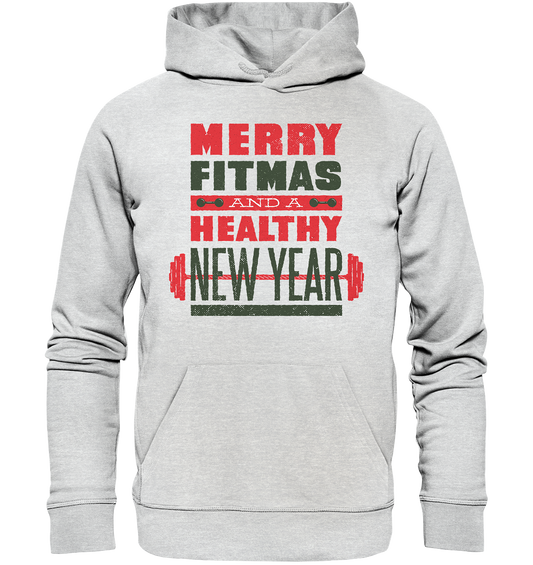 Christmas Design, Gym, Merry Fitmas and a Healthy New Year - Premium Unisex Hoodie