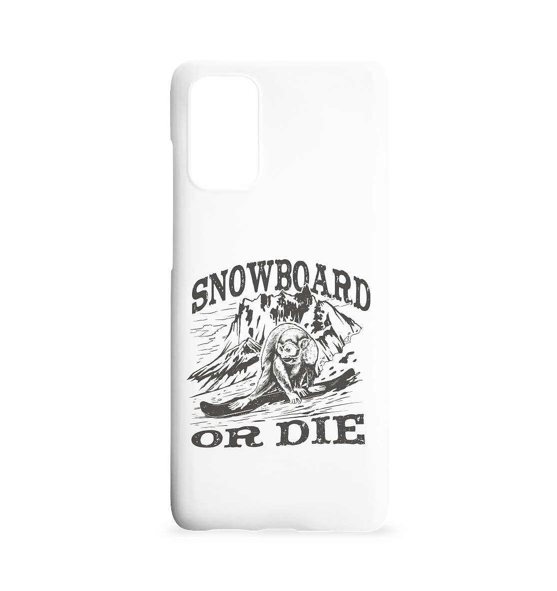 Snowboard or Die , monkey on a snowboard - Samsung S20+ phone case